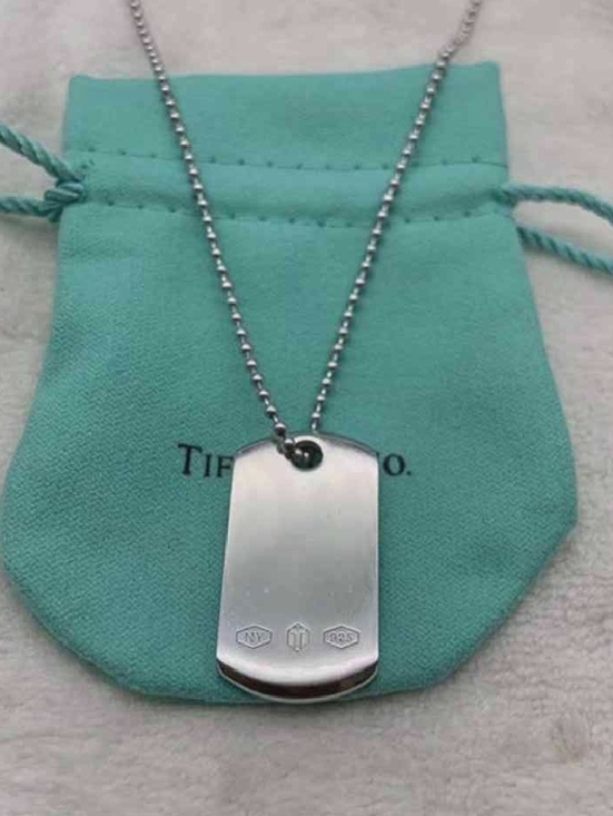 Tiffany & Co. Other - Tiffany & Co. Sterling Silver Dog Tag Pendant Necklace - Turquoise Pouch